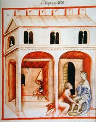 Eau chaude, illustration du Tacuinum Sanitatis Codex Vindobonensis